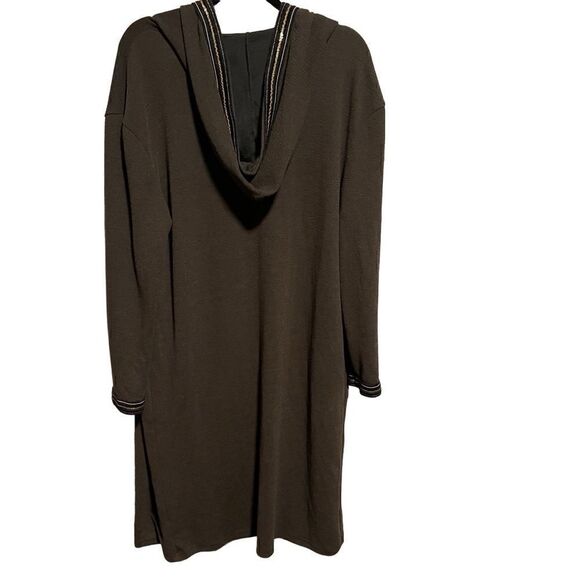 Jaase- Oversized Long Hooded Cardigan Open Front Sweater Olive Green Size XS - Picture 7 of 13